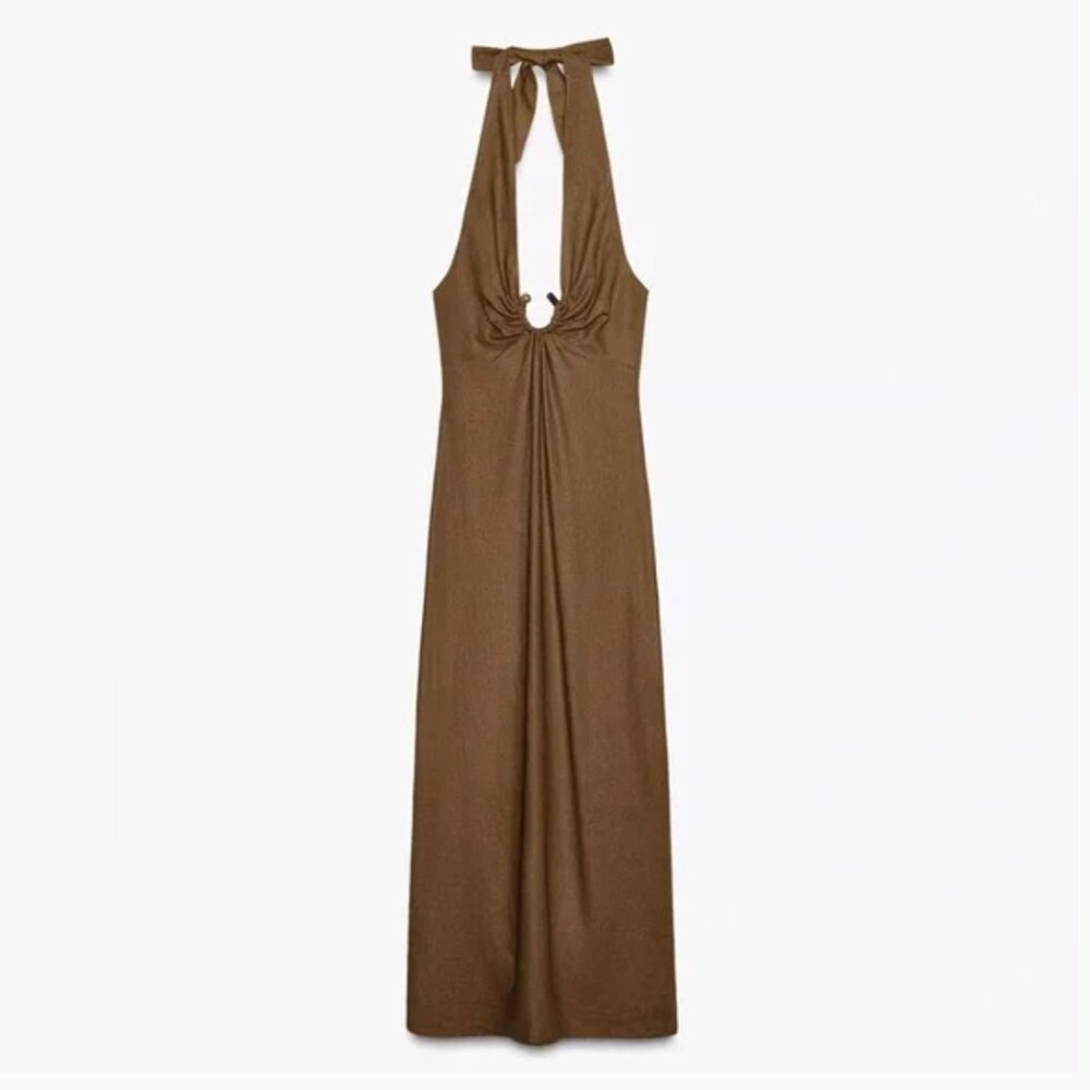 NWOT LINEN BUCKLE MIDI DRESS